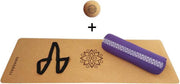 Yin Yoga set – Classic (Purper)| Kurk yogamat| Yoga Bolster| Kurk massagebal| Draagiem| Ethisch geproduceerd uit natuurlijke materialen