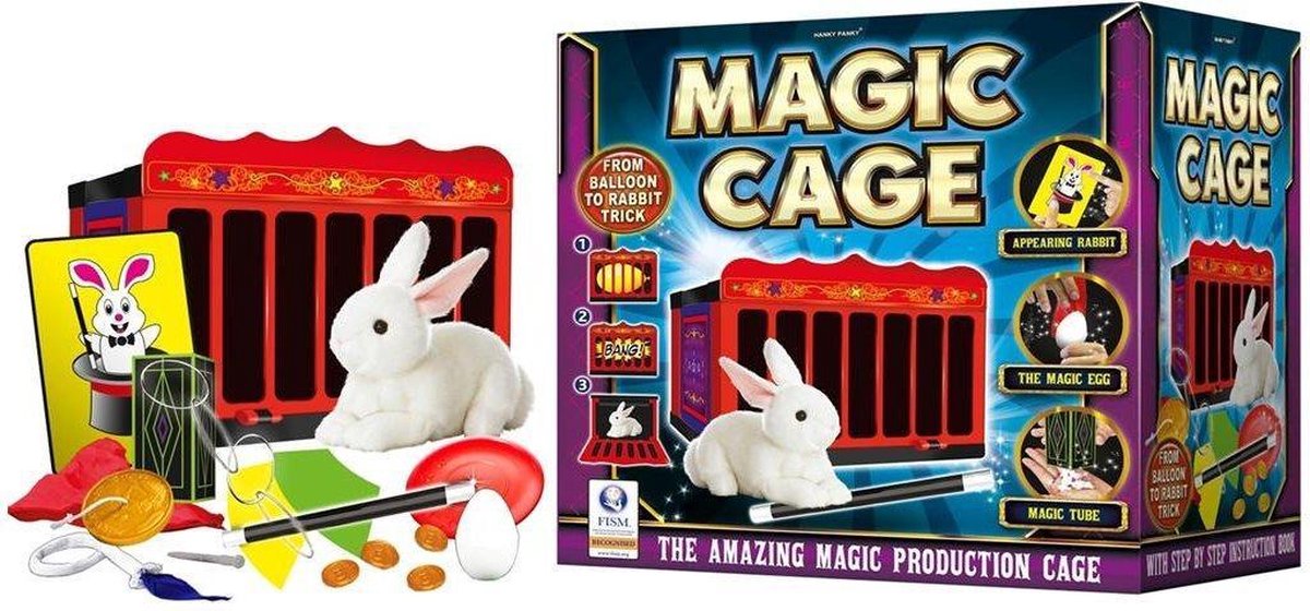 Magic Cage Goocheldoos met Kooi/Goochelstaf/Konijn