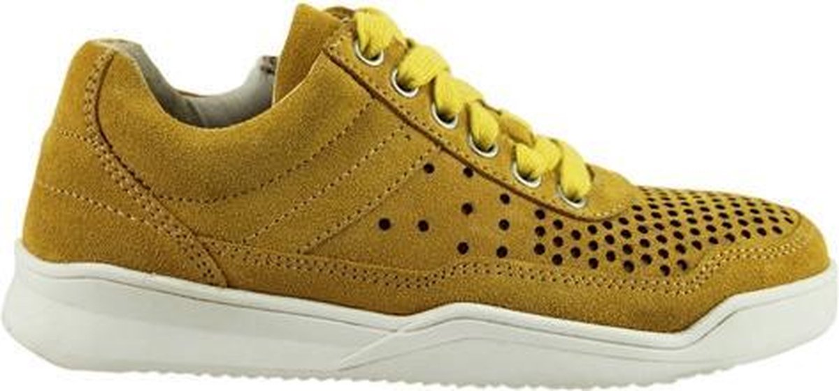 Braqeez 419290-457 Meisjes Lage Sneakers - Geel - Suède - Veters
