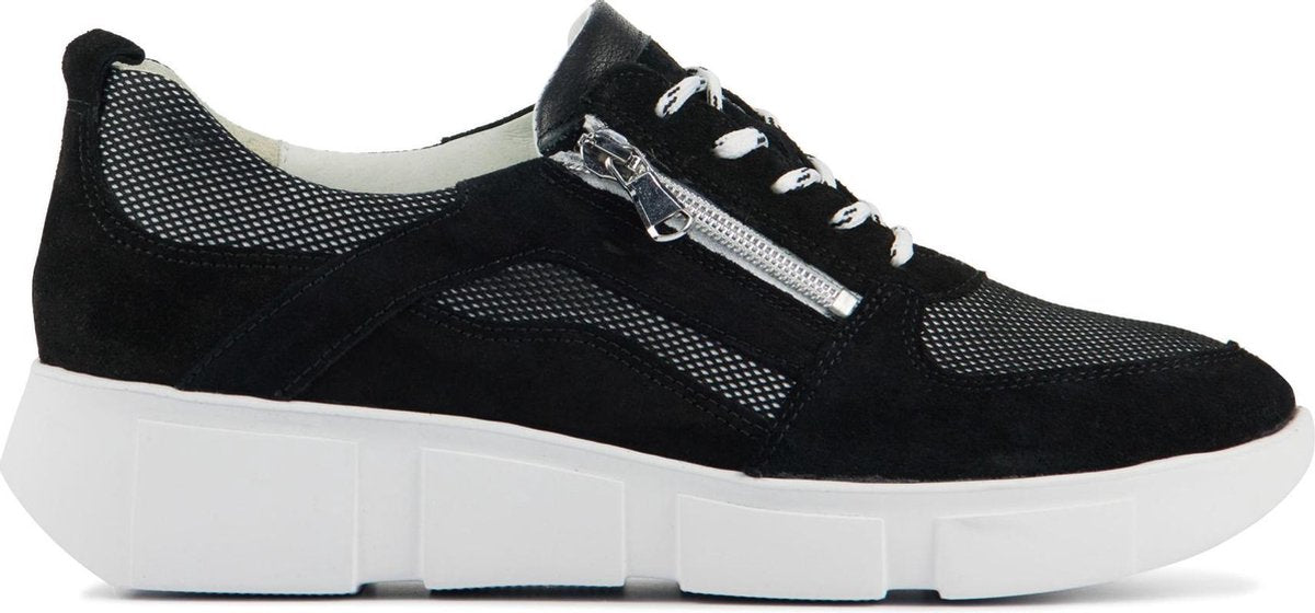 Waldlaufer Vrouwen Suède Lage sneakers / Damesschoenen 735001 - Zwart - Maat 42