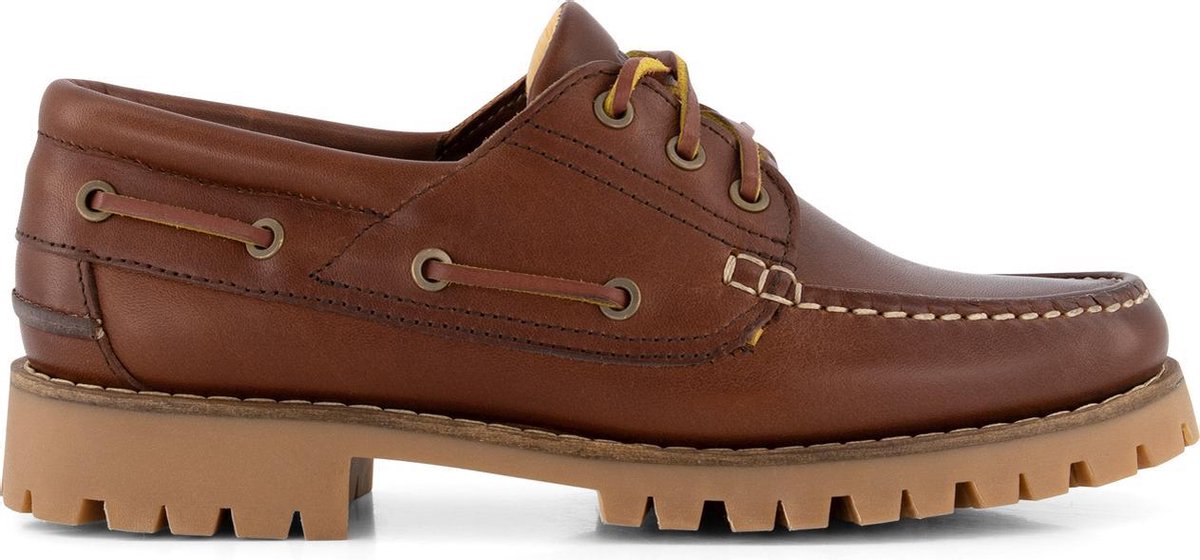 Travelin' Plymouth Dames - Leren Moccasins met veter - Boot schoen - Bruin Leer - Maat 42
