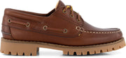 Travelin' Plymouth Dames - Leren Moccasins met veter - Boot schoen - Bruin Leer - Maat 42