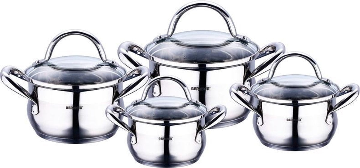 Bergner Roestvrijstalen pannenset - 8 delig