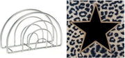 20x Panterprint servetten met zwart/gouden ster 33 x 33 cm - inclusief servettenhouder