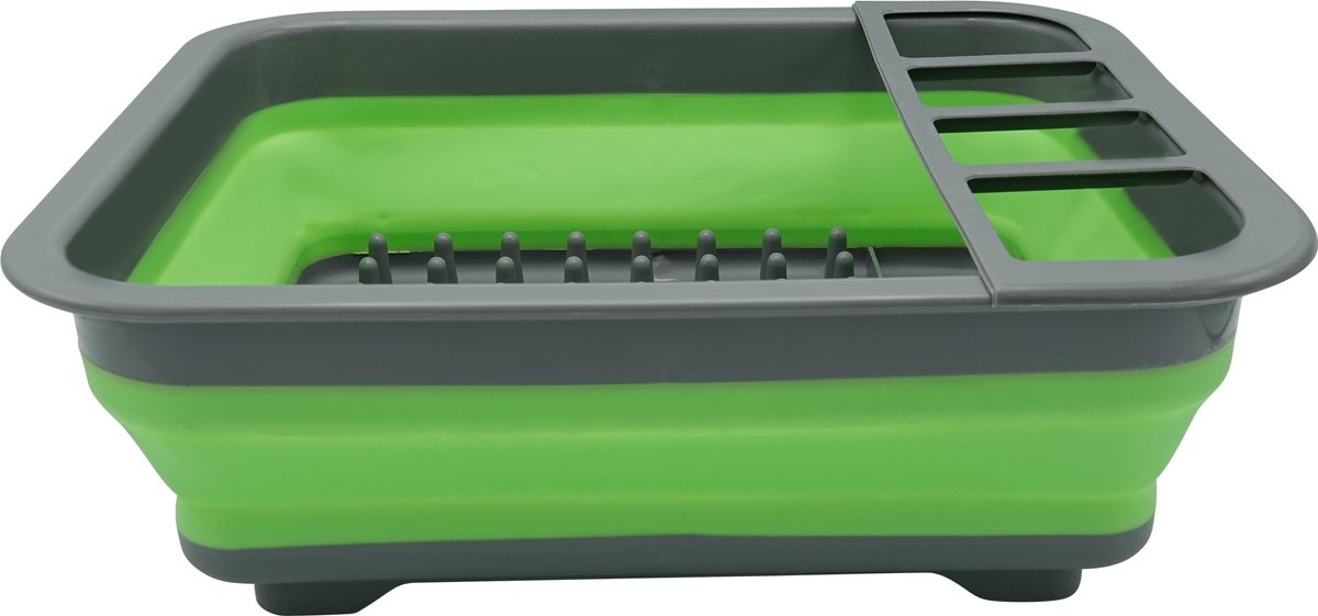 4goodz opvouwbaar afdruiprek voor afwas 31x36x13 cm - Groen met grijs