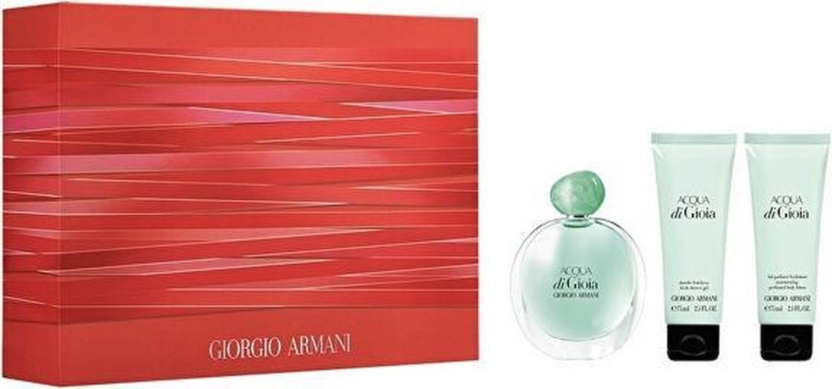 Acqua Di Gioia 3 Pcs Set: 3.4 Eau De Parfum Spray + 2.5 Shower Gel + 2.5 Body Lotion (hard Box)