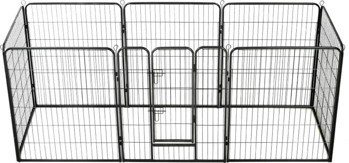 Medina Hondenren met 8 panelen 80x100 cm staal zwart