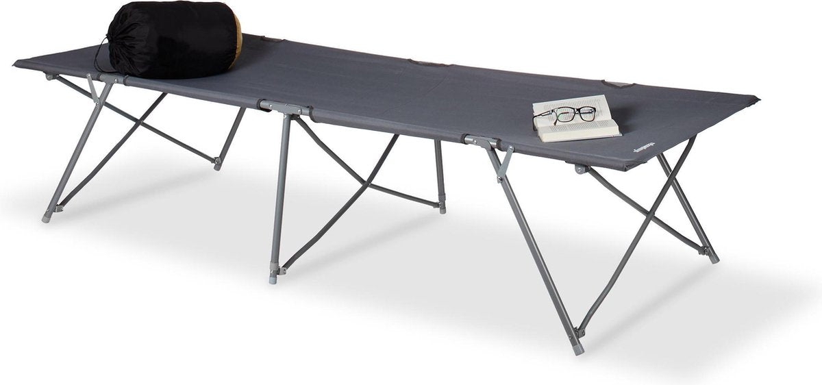 relaxdays Veldbed inklapbaar XXL - kampeerbed - vouwbed - stretcher - logeerbed - 215 cm