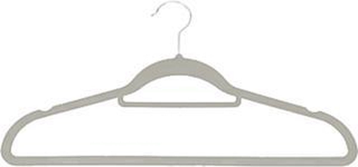 basic Stevige Kunststof Kleerhangers met Suede Afwerking - 10 Stuks - Grijs
