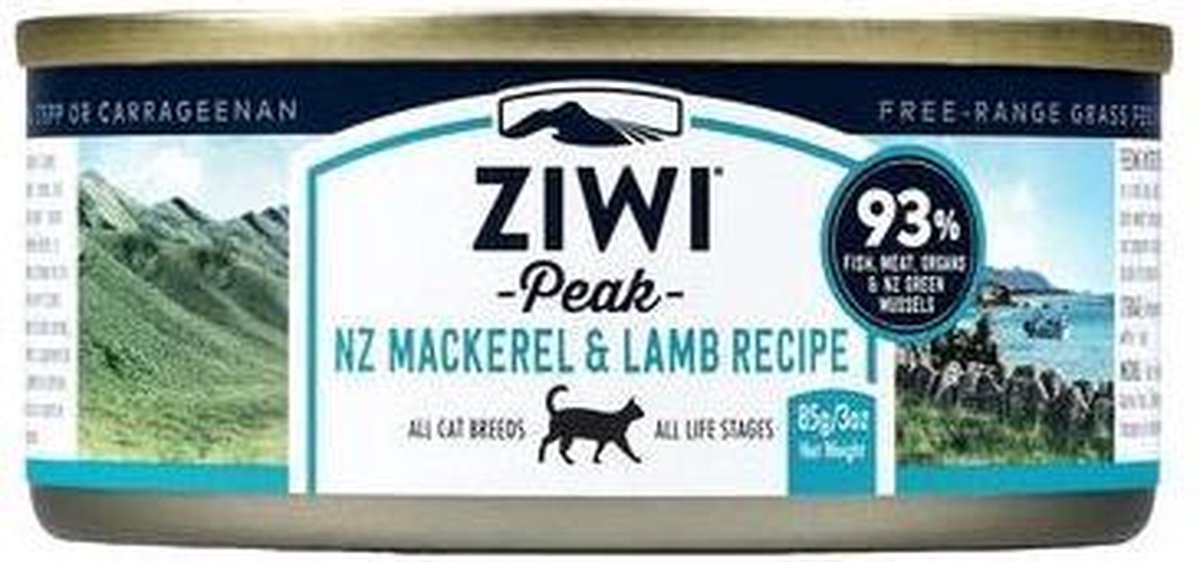 25x Ziwi Peak Kattenvoeding Cans Mackerel & Lamb 85 gr.