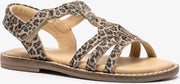 Groot leren meisjes sandalen met luipaardprint - Bruin - Maat 24
