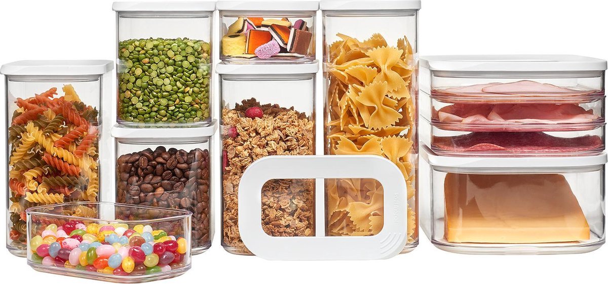 Mepal - Giftset bewaardoos Modula 9-delig - wit - bewaardozen voedsel – voorraaddozen - stapelbaar