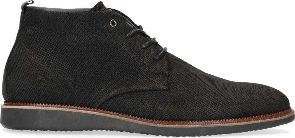 Manfield - Heren - Zwarte veterboots - Maat 45