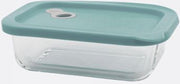 Point Virgule rechthoekige glazen voorraaddoos met silicone deksel- saliegroen-600ml