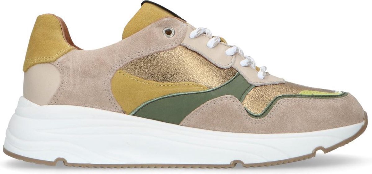 Manfield - Dames - Beige dad sneakers met gekleurde details - Maat 38
