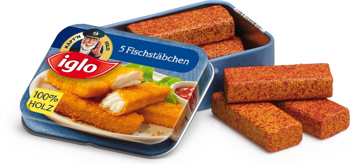 Erzi houten vissticks in blikje