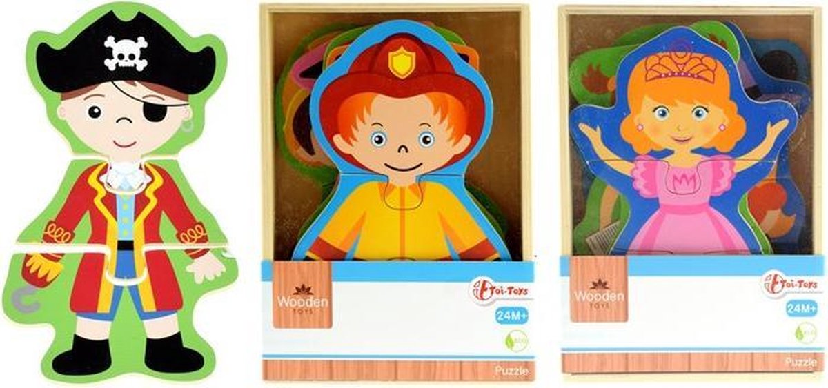 Houten Legpuzzel verkleedpoppen (3 soorten