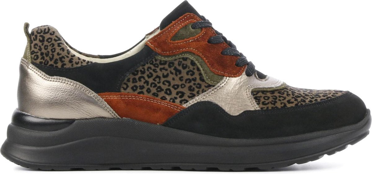 Waldlaufer Vrouwen Suède Panterprint Lage sneakers / Damesschoenen 760002  - Zwart - Maat 39.5