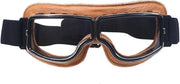 Creme leren cruiser motorbril helder glas