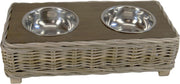 Rieten - Dieren Voerbak - Grijs Rotan - Eetbak - Voederbak - RVS - 50x25x15