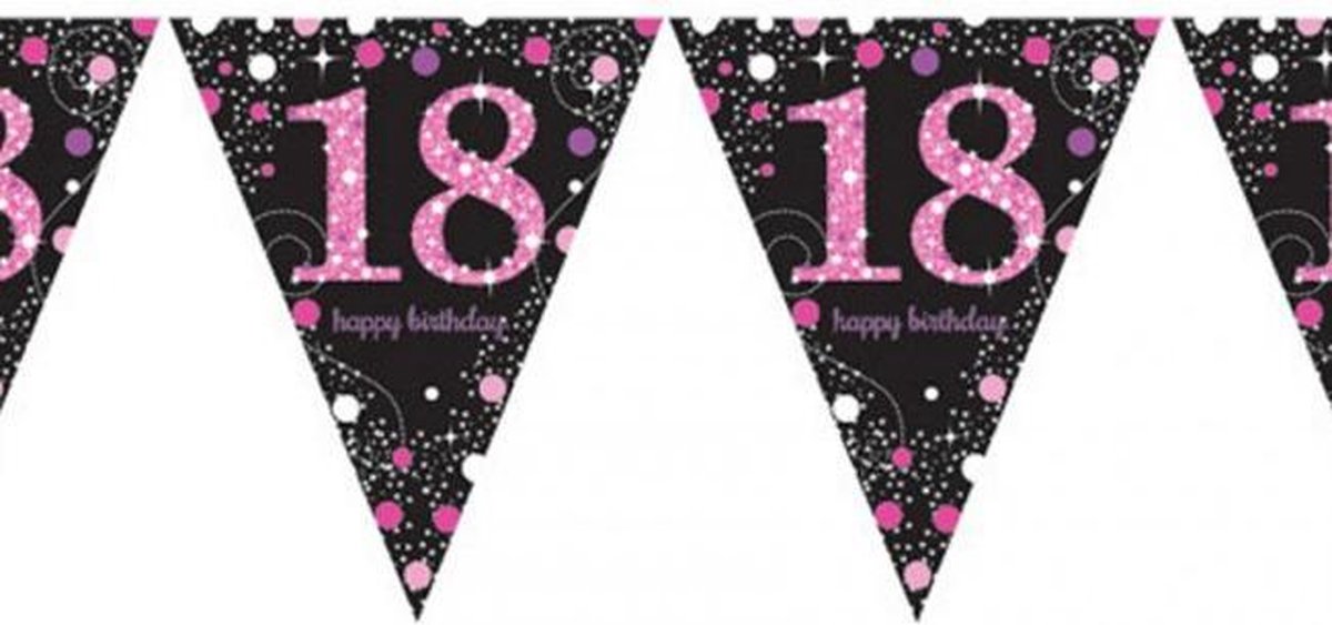 Vlaggenlijn 18 Sparkling celebrations roze 4 meter