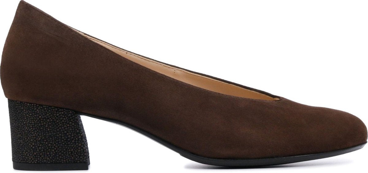 Hassia Vrouwen Suède  Pumps / Damesschoenen Blokhak hoogte 5 - 5.5 cm   - 304932 - Bruin - Maat 40.5