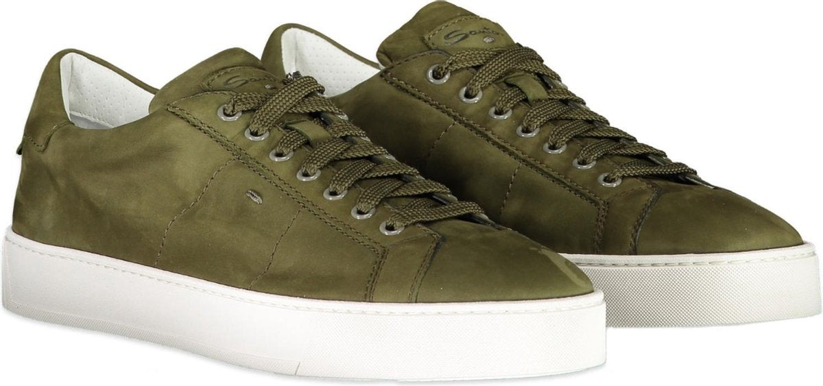 Santoni Sneaker Groen  - Maat 43.5 - Heren - Lente/Zomer Collectie - Leer
