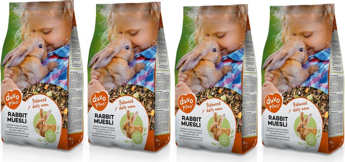 DUVO+ Volledig Diervoeder Voor Konijnen - Muesli - Tasty Varied Mix - 4x4kg