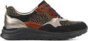 Waldlaufer Vrouwen Suède Panterprint Lage sneakers / Damesschoenen 760002  - Zwart - Maat 37
