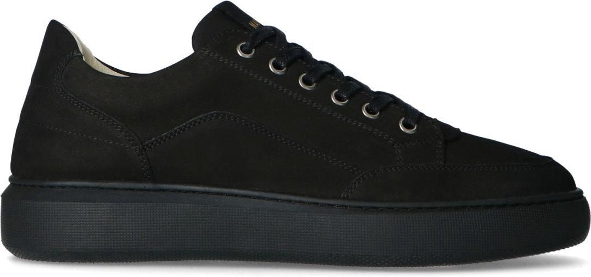 Manfield - Heren - Zwarte nubuck sneakers - Maat 41
