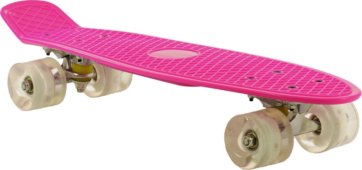 2Cycle Skateboard - LED Wielen - 22.5 inch - Roze-Wit