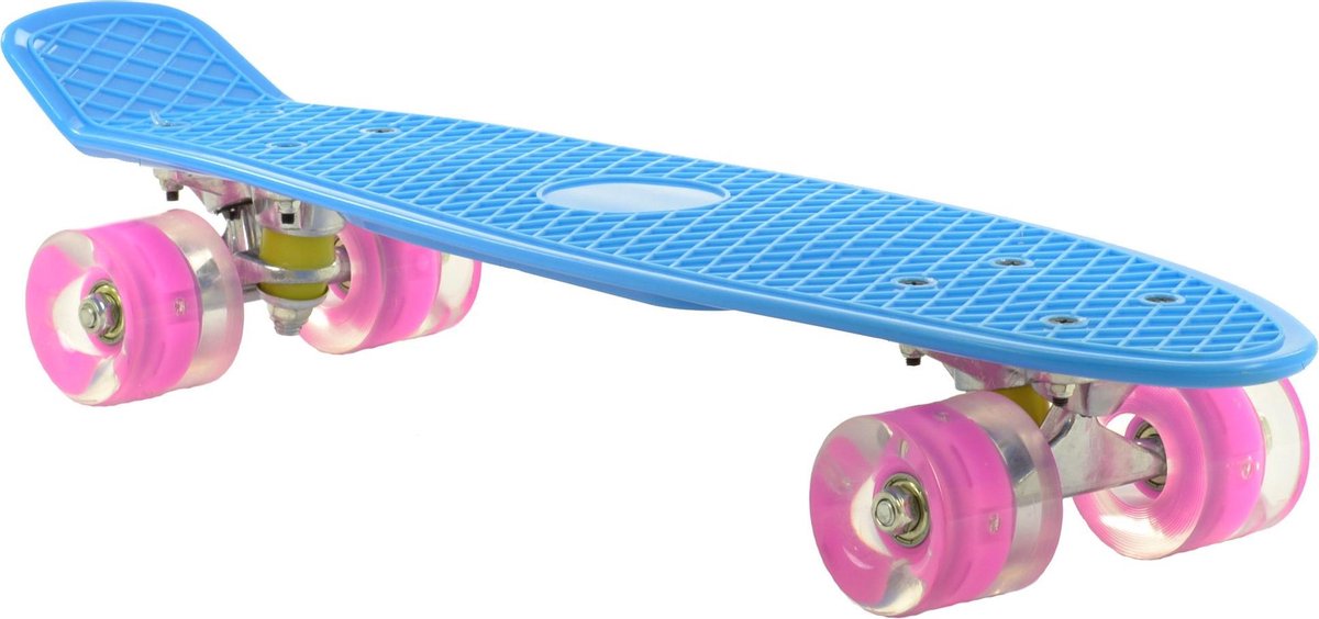 2Cycle Skateboard - LED Wielen - 22.5 inch - Blauw-Roze