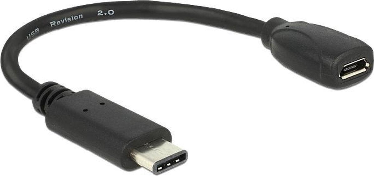Coretek USB-C (m) - USB Micro B (v) adapter - USB2.0 - tot 2A / zwart - 0