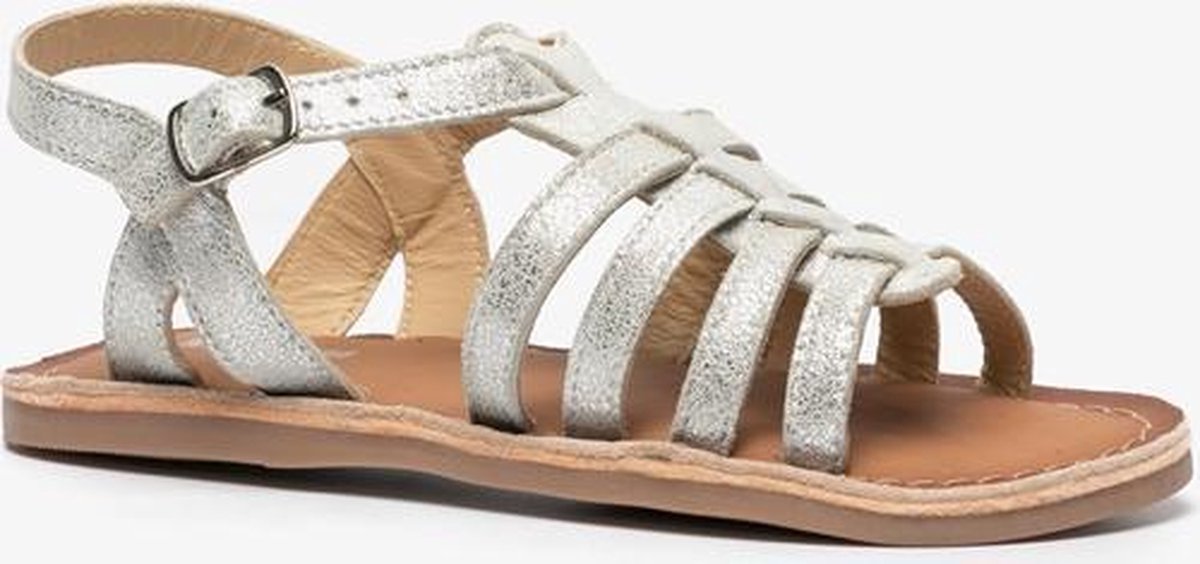 Groot leren meisjes sandalen - Zilver - Maat 32