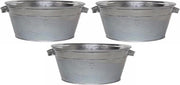 3x Ronde zilveren zinken teilen 11 liter - Tuin artikelen/decoratie - Metalen emmers