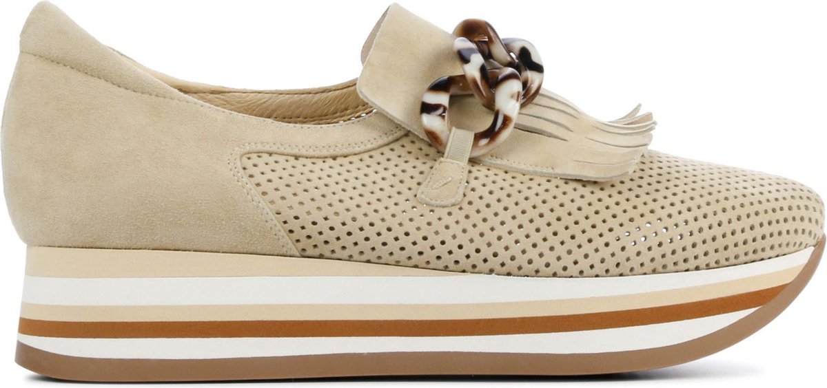 Softwaves Vrouwen Suède Instapschoenen / Damesschoenen / Instapper 7.78.08 perf - Beige - Maat  38.5