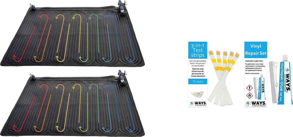 Zwembad verwarming - 2 stuks - Geschikt voor Intex en Bestway filterpompen & WAYS Reparatieset en Teststrips