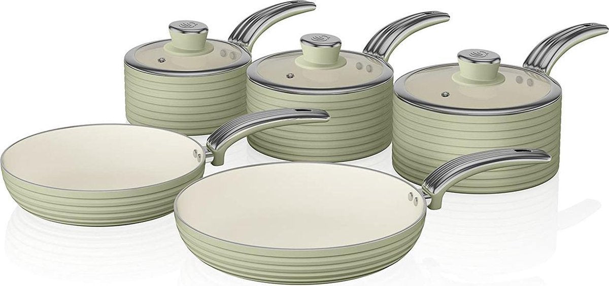 Swan Retro 5-Delige Pannenset Groen