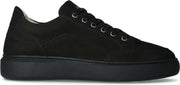 Manfield - Heren - Zwarte nubuck sneakers - Maat 40