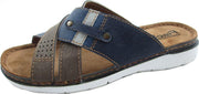 Fischer - Slippers Heren - Leer -  Blauw - Maat 44