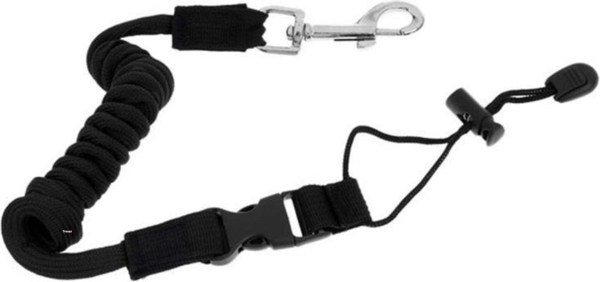 Elastische Roeispanen Leash - Sup leash - Koord - Surfboard Leash - Roeiboot Accessoires - Stand up paddling - Leashline - Zwart