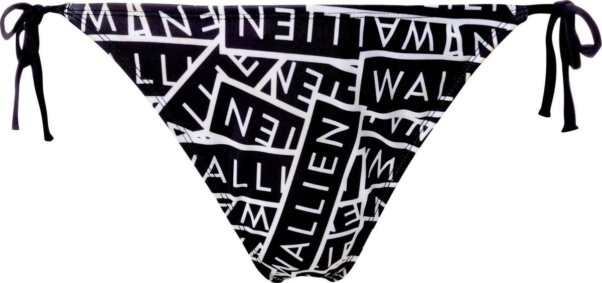 WALLIEN - Dames Bikini Broekje - Black and White Logo Stack - Zwart