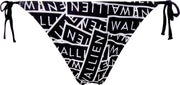 WALLIEN - Dames Bikini Broekje - Black and White Logo Stack - Zwart