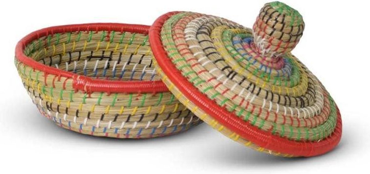 Mand met Deksel van Zeegras Rood Rond