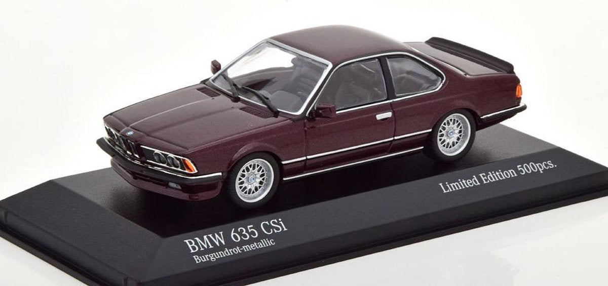 BMW 635 CSi 1982 Donkerrood Metallic 1-43 Minichamps Limited 500 Pieces