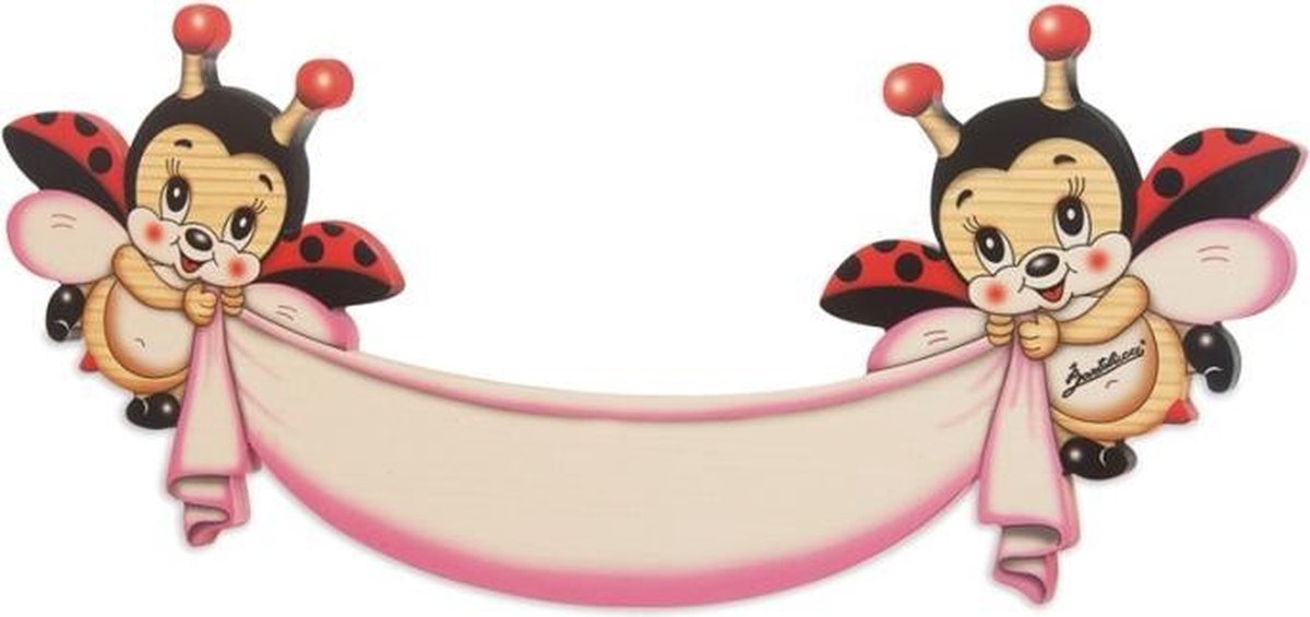 Naambord 2 lieveheersbeestjes roze | Bartolucci | 39