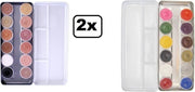 2x Superstar schmink palet aqua basic/ huidskleuren /zwart+wit