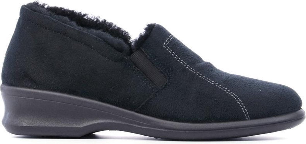 Rohde Vrouwen Suède Pantoffels / Damesschoenen Harde zool Sloffen - 2516 - Zwart - Maat 39