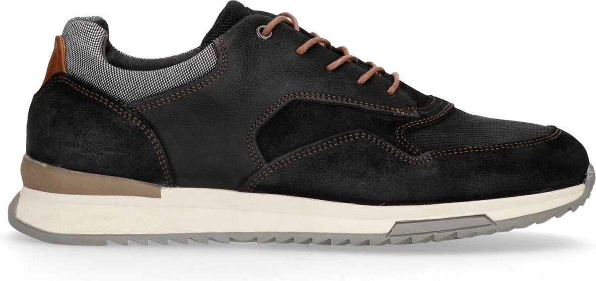 Manfield - Heren - Zwarte lage sneakers - Maat 40