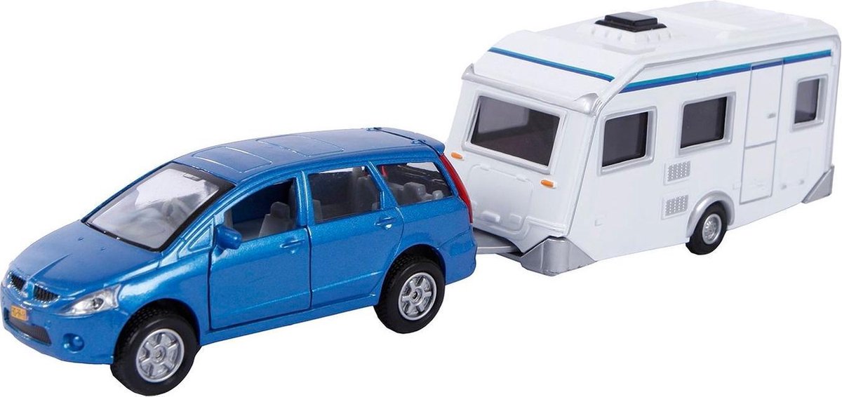 2-play Auto Mitsubishi En Caravan 2-delig Blauw/wit 27 Cm